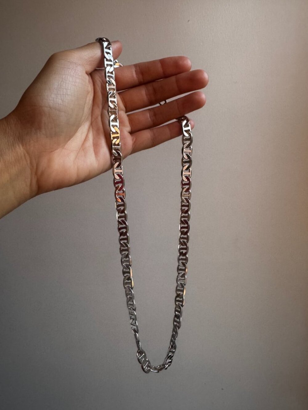 Sterling Silver 14K white gold plated 22" Mariner Chain